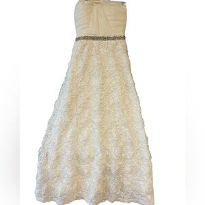 🔥NWT Beautiful ivory formal gown by As U Wish for prom/special occasion size 5